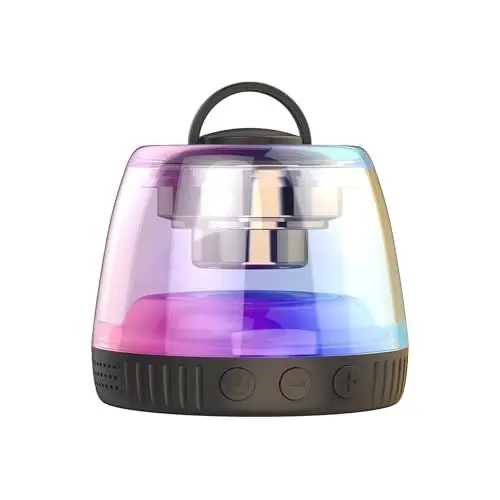 Produktbild: GVOREE Magnetischer Tragbare Bluetooth Lautsprecher mit RGB Licht, Tragbarer Kabelloser Mini Musikbox für Reisen, Sport, Outdoor, Zuhause, Party, Camping, Wandern, Fahrrad - Schwarz