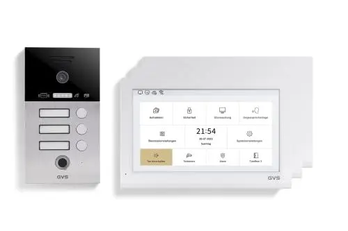 Produktbild: GVS - IP Video Türsprechanlage 3 Familienhaus mit Türöffner (RFID & Fingerprint), HD Kamera, 3X 10 Zoll Monitor & App - Smarte Video Türklingel mit Kamera & Gegensprechanlage (AVS5435U)