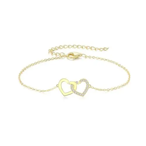 Produktbild: GW Armband Damen mit Herz Anhänger Zirkonia Silberarmband Damen Schmuck Geschenke für Frauen Mama Beste Freundin (Gold)