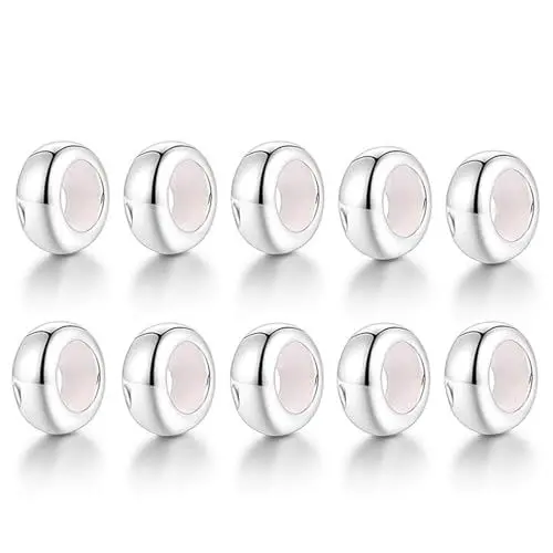 Produktbild: GW Charms Stopper 925 Sterling Silber für Armband mit Gummi Stopper Charms für Bead Charm Armband Anhänger Spacer (10x Silber)