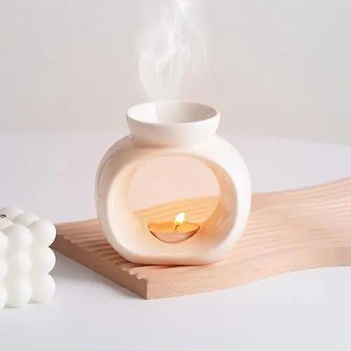 Produktbild: Gwezmxs Weiß Aromatische Duftlampen, Teelicht Öl Duftgefäße, Keramik Duftstövchen für ätherische Öle, Duftwachslampen, Aromalampen, Perfekt für EIN stimmungsvolles Zuhause