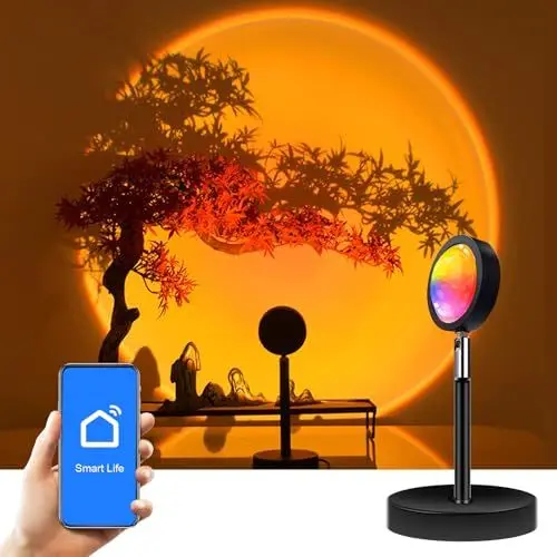 Produktbild: GY Mesh Sunset Lamp,Smart Sonnenuntergang Lampe mit Bluetooth Mesh Technologie,360°Sunset Projektionlampe Farbwechsel mit Musiksynchronisation Lampe für Tiktok,Wohnzimmer-Dekoration, APP Control