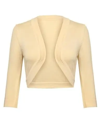 Produktbild: Gyabnw Bolero Damen 3/4 Ärmel Jacke Elegant Damen Cardigan Strickjacke Kurz Tops Jäckchen Oberteile A-Aprikose,S