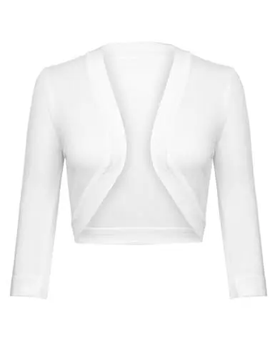 Produktbild: Gyabnw Bolero Damen 3/4 Ärmel Jacke Elegant Damen Cardigan Strickjacke Kurz Tops Jäckchen Oberteile A-Weiß,S