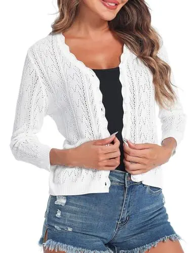 Produktbild: Gyabnw Damen Bolero Festlich Strickjacke Kurze mit Knöpfe Jäckchen zum für Herbst Frühling