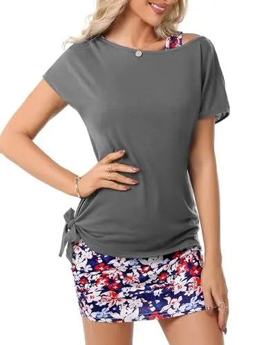 Produktbild: Gyabnw Shirtkleider 2 Teilig Kleider Damen Sommer Lässiges zweiteiliges Damenkleid für Partys