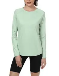 Produktbild: Gyabnw Sport Oberteil für Damen Longsleeve Tshirt Rundhals Laufshirt Yoga Fitness Grün,XL