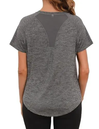 Produktbild: Gyabnw Sportshirt Damen Atmungsaktiv Sport Tshirt Fitness Funktionsshirt Locker Laufshirt Wandershirt Kurzarm Yoga Wandern