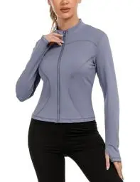 Produktbild: Gyabnw Sportshirt Damen Langarm Sport Jacke Damen Fitness Laufjacke Gym Oberteil Damen Trainingsjacke mit Daumenloch Fitness