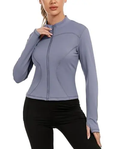 Produktbild: Gyabnw Sportshirt Damen Langarm Sport Jacke Damen Fitness Laufjacke Gym Oberteil Damen Trainingsjacke mit Daumenloch Fitness