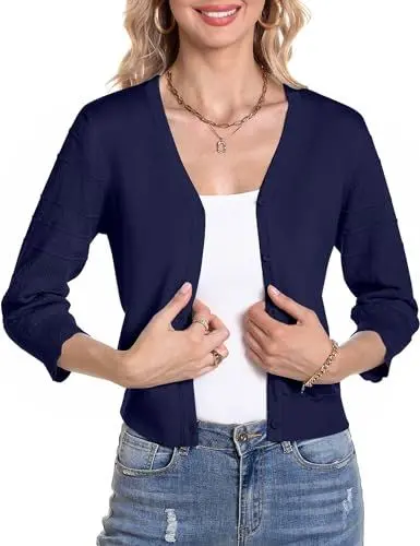 Produktbild: Gyabnw Damen Sommer Strickjacken für Damen Elegante lässige leichte Strickjacke