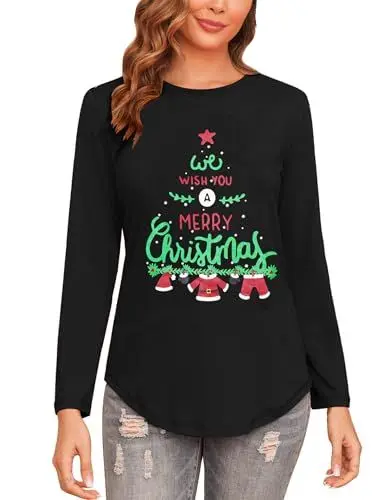 Produktbild: Gyabnw Weihnachtsshirt Damen Hässlich Bluse Festlich Hässlicher Weihnachtspulli Fstliches Top