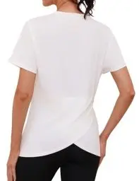 Produktbild: Gyabnw Yoga Tshirt Damen Kurzärmelig Rundhals Rücken überkreuzt Leicht Feuchtigkeitsableitend Lockere Sport Yoga Oberteile