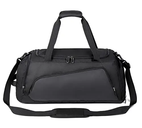 Produktbild: Gym Duffle Bag Wasserdichte Trennung Unabhängige Schuh Sporttaschen Reise Duffel Taschen mit Schuhfach Weekender Übernachtung Tasche Herren Damen 35L Schwarz, Schwarz , Sport
