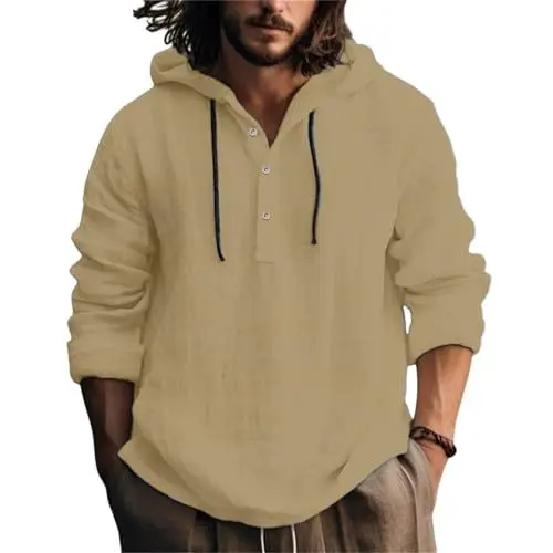 Produktbild: Gym Shirt Kaftan Herren Halloween Kleidung Basketball XXXL Tshirt für Männer Leinen Set Pullover mit Reißverschluss T-Shirt Arabische Beige M
