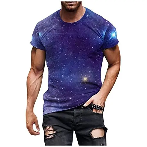 Produktbild: Gym Tshirt Herren Tshirt Sport Herren Sportkleidung Mann Schwarze T-Shirts Herren Baumwoll Tshirt Herren Rundhals T-Shirt Herren Sportshirt Herren Kurzarm Funktionsshirt Lila 5XL