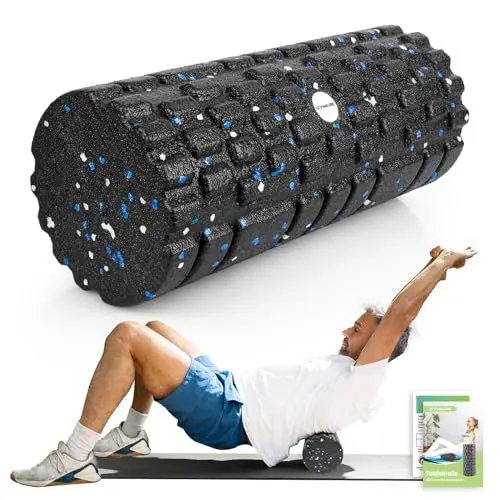 Produktbild: GYMERK Faszienrolle mit 3D-Texturmassage mittlere Härte, Foam Roller (33 x 14 cm) zur Simulation einer manuellen Massage, Professionelle Massagerolle zur Muskelverspannungen lindern