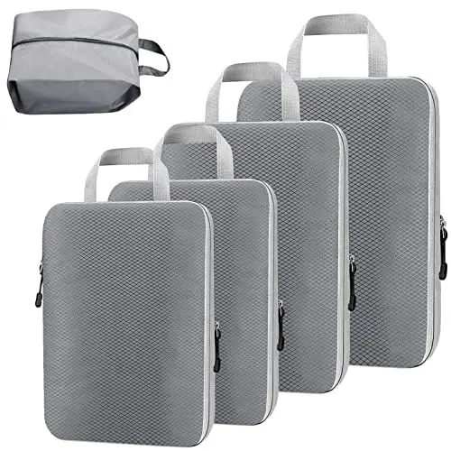 Produktbild: Gzvxuny Packwürfel Set Packing Cubes Kompression Koffer Organizer Packwürfel Packtaschen Kleidertaschen, Reise Kleidertaschen für Kleidung Schuhe Unterwäsche Kosmetik, grau