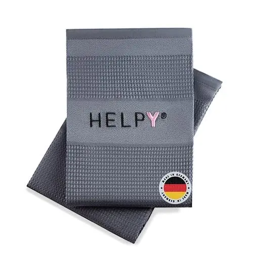 Produktbild: H E L P Y® - Putztücher (2er Set) - streifenfreie Fensterputztücher - fusselfreie Reinigungsergebnisse - Microfasertuch für Küche, Bad, Auto, Fenster - grau