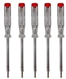 Produktbild: H + H Werkzeug Standardprüfer 45500 5 x 45500 Spannungsprüfer/Phasenprüfer bis 250V GS geprüft nach VDE 0680 Made in Germany, transparent/rot, 190 mm, 45500 VDE