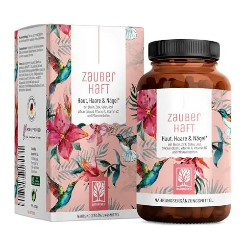 Produktbild: Haar Vitamine - 451mg Silizium hochdosiert & Biotin Zink Selen für Haare - Kieselsäure aus Bambus, Kupfer, Iod, Brennnessel und B-Vitamine - 120 Kapseln - Vegan aus Deutschland