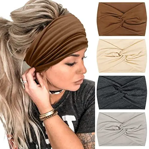Produktbild: Haarband Damen Boho Stirnbänder Weiche Haarbänder 18 cm Breite Stirnband Elastische Kopfband Haarschmuck für Frauen und Mädchen