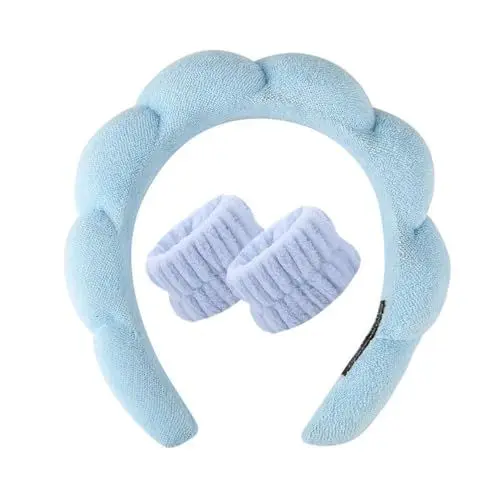 Produktbild: Haarband Damen Stirnband Kosmetik Headband Mit Handgelenk Waschband - 3 Stück Abschmink Haarbänder für Damen