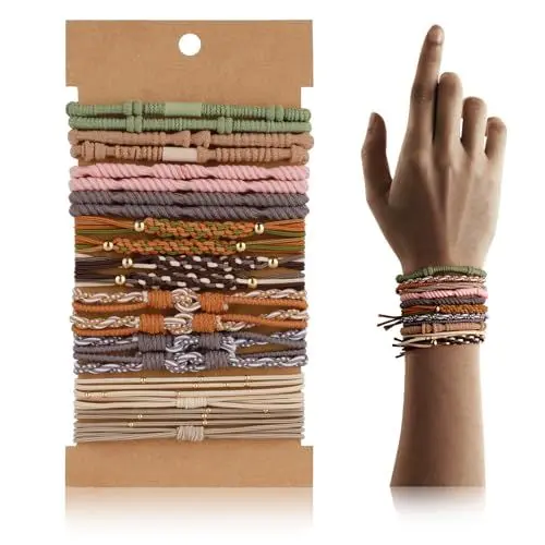 Produktbild: Haargummi Damen, 20 Stück Elastische Haargummis Spirale Boho Haarbänder Armbänder Zopf Haarbänder für Frauen Mädchen, Pferdeschwanz-Halter Dickes Haar Dünnes Haar