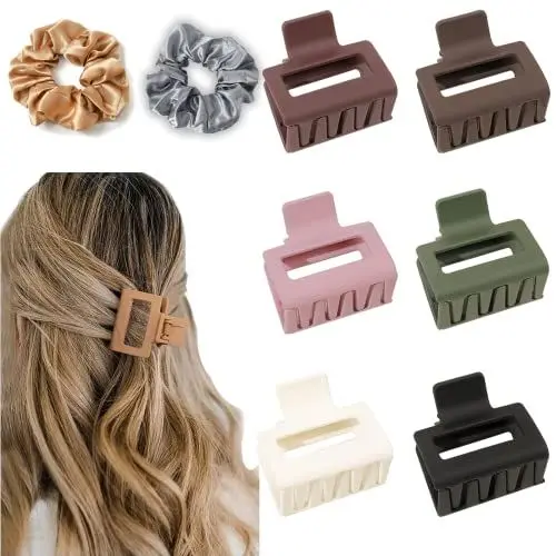 Produktbild: Haarklammer Klein, 6 Stück Haarspangen Damen mit 2 Stück Haarbander, Haarklammer mittelgroß 5,1 cm,Haarklammern Klein für dünne, feine und lange Haarspangen
