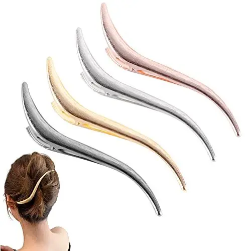 Produktbild: Haarklammern Friseurbedarf, 4 Stück Metall Entenschnabel Haarspangen, Große Curl Clips Haarnadeln Haarspangen Krokodil Haarspange Set für Damen Frisur