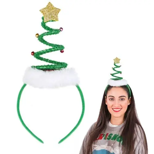 Produktbild: Haarreif Weihnachten Accessoire Weihnachtsbaum Stirnband Kopfbedeckung Erwachsene Kopfschmuck Kinder für Weihnachtskostüm Party weihnachtshaarband weihnachtskopfschmuck weihnachtskostüme (Grün)