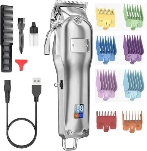 Produktbild: Haarschneidemaschine Profi für Herren, Bartschneider, Langhaarschneider Herren, Akku-betrieben, Stahlklingen, für Kurz- und Langhaar
