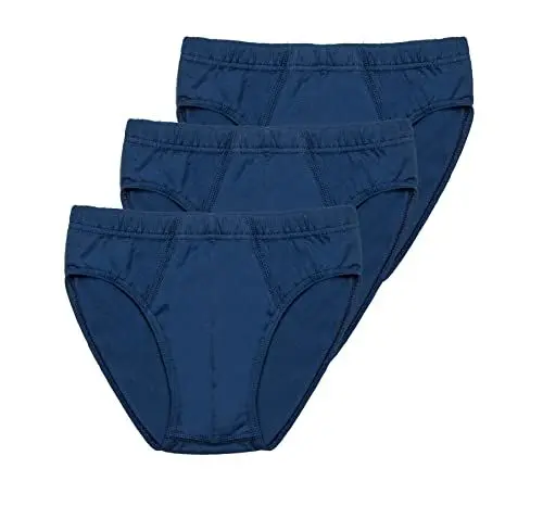 Produktbild: HAASIS BODYWEAR, Jungen Slip 3er Pack GOTS zertifiziert, doppelter Fronteinsatz, Single Jersey, Bio Baumwolle/Elasthan, Made in Europe, Größe:116, Farbe:dark blue