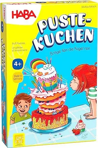 Produktbild: HABA Pustekuchen - Geschicklichkeitsspiel ab 4 Jahren - Fördert Lippen- & Mundmotorik - Zielen und Pusten - Artikelnummer 1307030001
