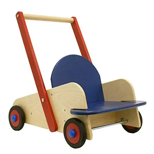 Produktbild: HABA 1646 - Lauflernwagen, Lauflernhilfe aus Holz mit Sitz und viel Platz zum Transportieren von Spielsachen, Holzwagen mit Bremse und bodenschonenden Gummireifen, ab 10 Monaten