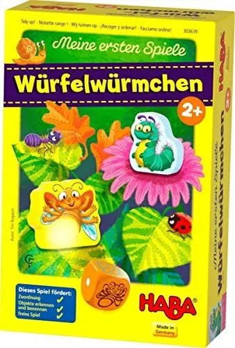 Produktbild: HABA 303639 - Meine ersten Spiele – Würfelwürmchen Liebevoll gestaltetes Würfelspiel für 1-3 Spieler ab 2 Jahren
