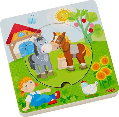 Produktbild: HABA 303768 - Holzpuzzle Bauernhof-Welt , Puzzlespaß in 5 Schichten , Holzspielzeug ab 12 Monaten , Stabile Holzteile mit bunten Tiermotiven