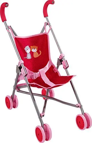 Produktbild: HABA Puppenbuggy Jule – Klappbarer Kinder-Puppenwagen mit gepolsterten Griffen, waschbarem Bezug & verstellbarem Gurt – Für Puppen & Stofftiere bis 45 cm – Spielzeug Kinderwagen ab 3 Jahre