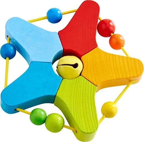 Produktbild: HABA 303929 - Greifling Klingelstern , Holzgreifling mit Glöckchen und Kugeln zum Verschieben , Baby-Spielzeug ab 6 Monaten