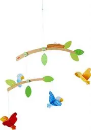 Produktbild: HABA 304314 - Mobile Vögelchen, Babyspielzeug für den Wickeltisch, stimuliert die Sinne von Babys, als Geschenk zur Geburt und Taufe