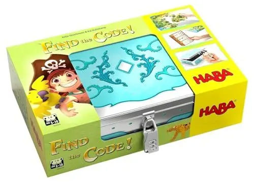 Produktbild: HABA 304839 - Find The Code! Pirateninsel, Rätselspiel mit Schatzkarten-Puzzle und Schatzkiste zum Wiederbefüllen, Spiel ab 5 Jahren