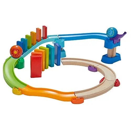 Produktbild: HABA 305347 - Kullerbü - Kugelbahn Kringel-Domino, Kugelbahn aus Holz mit Kringelbahn und Dominotreppe, Holzspielzeug ab 2 Jahren