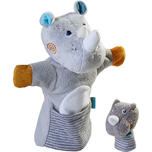 Produktbild: HABA 305755 - Handpuppe Nashorn mit Baby, Handpuppe ab 1.5 Jahren, bunt
