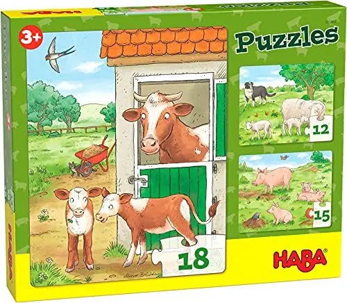 Produktbild: HABA 305884 - Puzzles Bauernhoftierkinder, Puzzle ab 3 Jahren, bunt