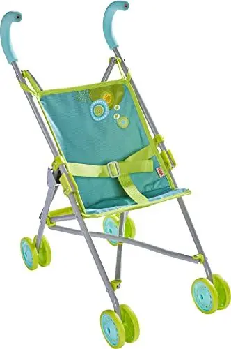 Produktbild: HABA Puppenbuggy Sommerwiese – Faltbarer Puppenwagen mit gepolsterten Griffen und waschbarem Bezug – Geeignet für Puppen und Stofftiere bis 45 cm. Perfektes Puppenzubehör für Kinder ab 3 Jahre