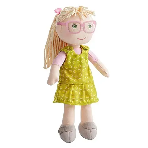 Produktbild: HABA 306529 - Puppe Leonore - Stoffpuppe mit Abnehmbarer Brille für Kinder ab 18 Monaten zum Spielen und Kuscheln aus weichen Materialien - Größe: 30 cm