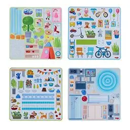 Produktbild: HABA Little Friends Puppenhaus Klebe-Deko-Accessoires - Aufkleber für Teller, Küche, Haus - Zubehör für Biegepuppen ab 3 Jahren Bunt - 1306157001