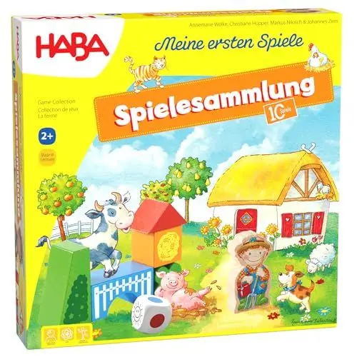 Produktbild: HABA Meine ersten Spiele – Bauernhof Spielesammlung ab 2 Jahren für 1–3 Kinder, 10 Spiele zur Förderung von Motorik & Zuordnung – pädagogisch wertvoll – 1304223001
