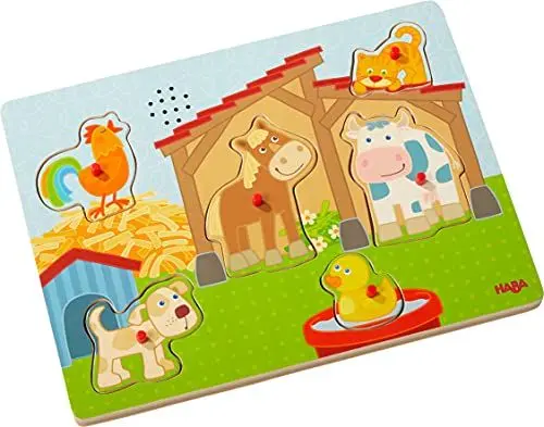 Produktbild: HABA Sound-Greifpuzzle Auf dem Land, Kinderpuzzle ab 2 Jahren mit hübschem Landlebenmotiv und Bauernhof-Tieren, Lustige Tiergeräusche Sorgen für extra Spaß - 303179