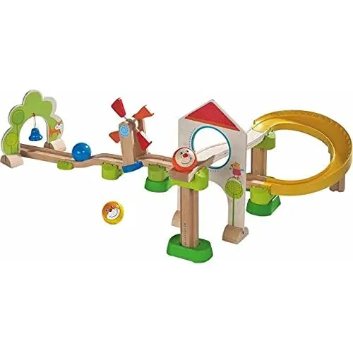 Produktbild: HABA Kugelbahn Kullerbü – Windradbahn für Kinder ab 2 Jahren, Motorikspielzeug mit Windrad und Glöckchen, einfaches & sicheres Klicksystem, erweiterbar – 1300438001